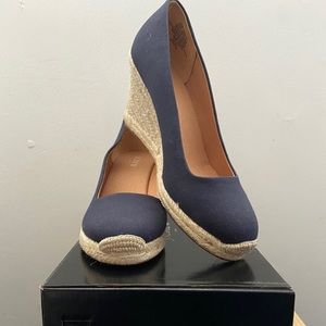 J Crew Canvas Espadrille Wedge Navy